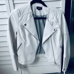 Topshop Vegan Leather White Moto Jacket